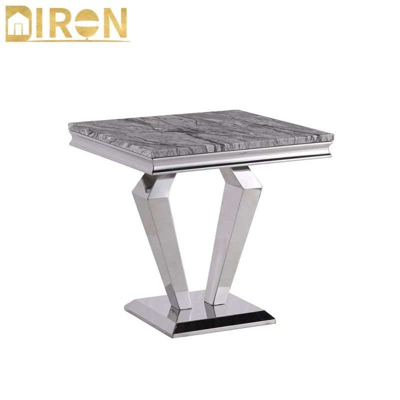 Chinese Factory Wholesale Price Stainless Steel and Marble Top Side Table