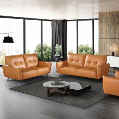 Modern Hotel Home Living Room Furniture Wooden Couch Set Sectional Genuine Leather Sofa