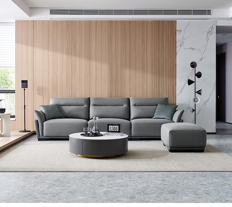Hot Down with Armrest Corner Sectional L Shape Furniture Genuine Leather Sofa Tbs060