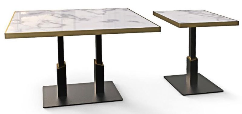 Metal Table Legs Modern Side Table with White Marble Top