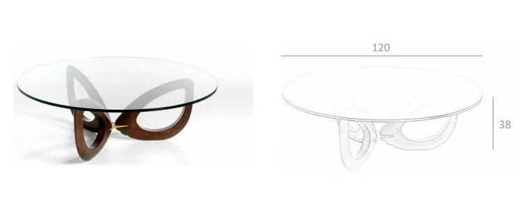 Morden Furniture Living Room Tea Table Wooden Round Glass Side Coffee Table