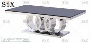 Audi Design Silver Stainless Steel Frame Glass Top Dinng Coffee End Tea Side Table