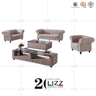 UK Design Living Room Furniture Set Classic Fabric Chesterfield Sofa