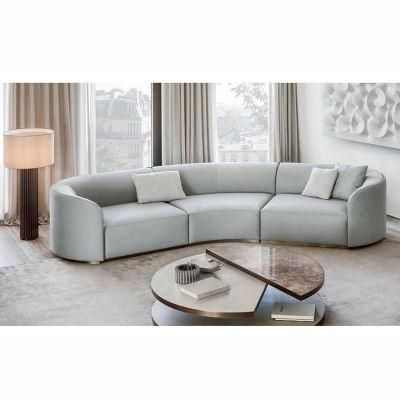 Zhida New High Quality Italian Sofa Set Design Sectional Sofa Golden Leg Luxury Living Room Furniture Set Modular Round Shape Armrest Sofa