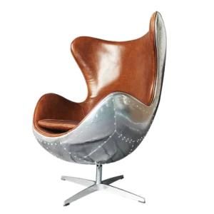 Industrial Aviation Vintage Leather Retro Aluminium Aviators Swivel Chair Swivel Leather Living Room Chair