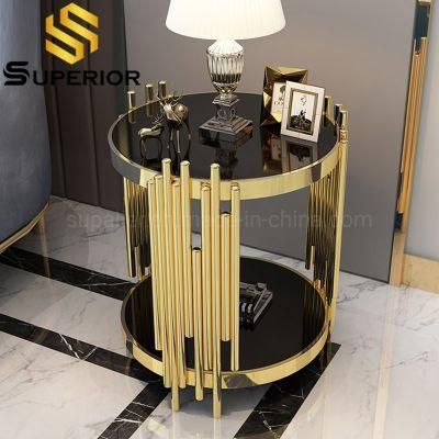 2020 New Luxury Gold Glass Side Table For Living Room Modern