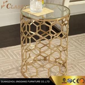 Dubai Furniture Coffee Table Golden Based Side Table with Glass Top