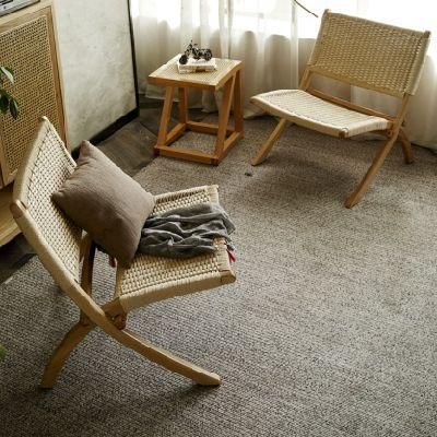 Foldable rope chairs with solid wood frame