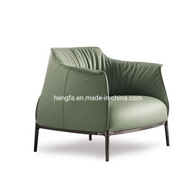 Modern Luxury Hotel Hall Leisure Armrest Furniture Genuine Leather Chair