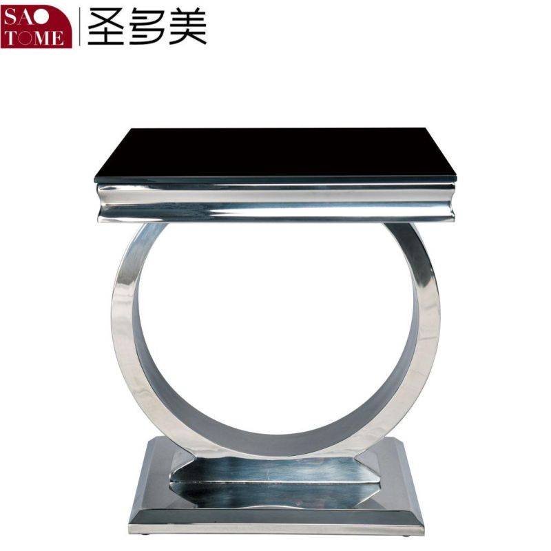 Household Black Glass Small End Table