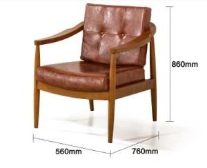 Single Leather Armchair, Sofa Chair Set Piece, Industrial Style Solid Wood Armchair