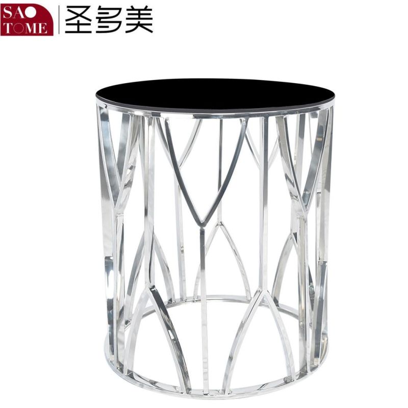 Modern Hotel Living Room Furniture Stainless Steel Glass End Table