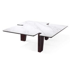 High Quality Wooden Coffee Table with Stone Top for Modern Living Room (YA983A)