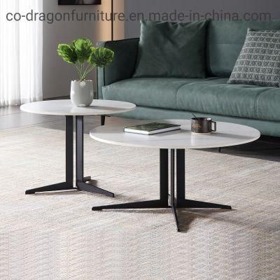 Fashion Home Furniture Steel Coffee Table Group with Marble Top