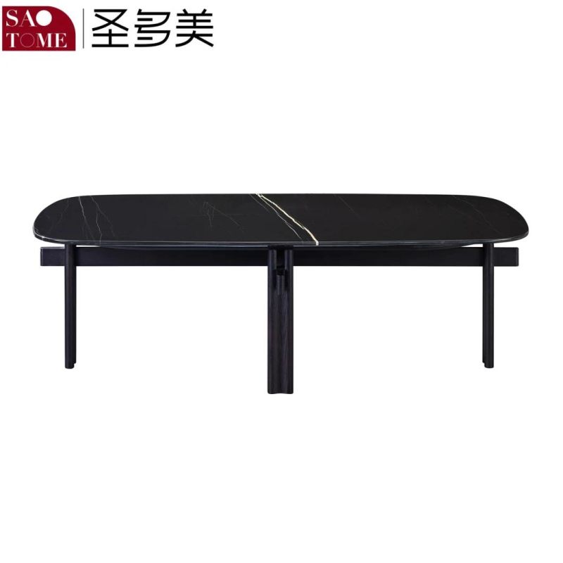 Senior Living Room Furniture Hand Inlaid Black and White Striped Marble Long Tea Table