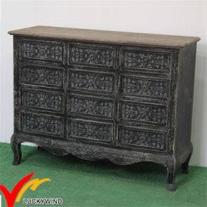 Commode Handmade Black Home Cabinet Vintage French Living Room Furniture