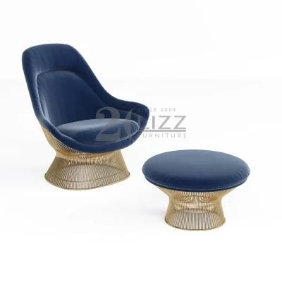 Unique Design Modern Living Room/Bedroom Furniture Leisure Sofa Chair with Golden Steel Feet