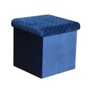 Knobby Velvet Upholstered Foldable Storage Ottoman Pouf