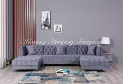 Huayang Direct Sale Minimalist Furniture Genuine Leather Metal Base Modern Corner Sofa