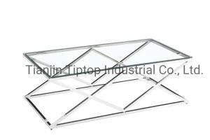 Hot Selling Coffee Table Stainless Steel Coffee Table with Tempered Glass Coffee Table