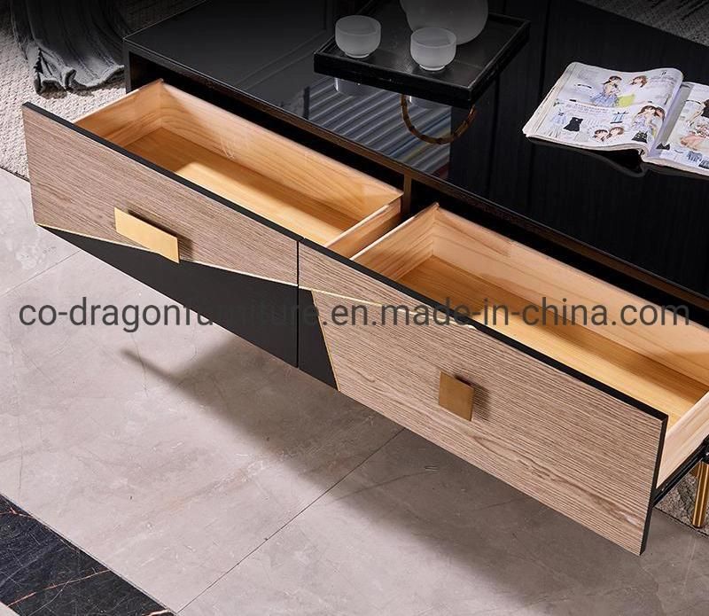 Fashion Living Room Furniture Steel Coffee Table with Marble Top