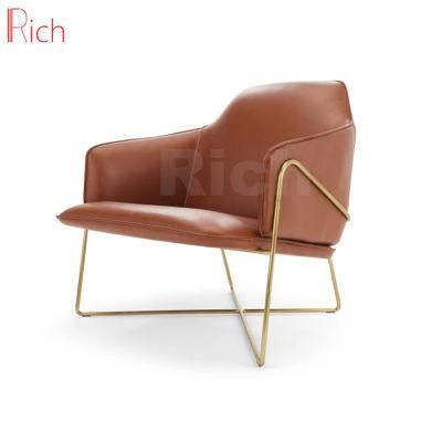 Home Furniture Golden Metal Frame Leather Chair for Living Room