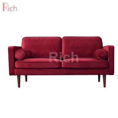 Lounge Home Furniture Red Fabric Velvet Leisure Sofa Loveseat