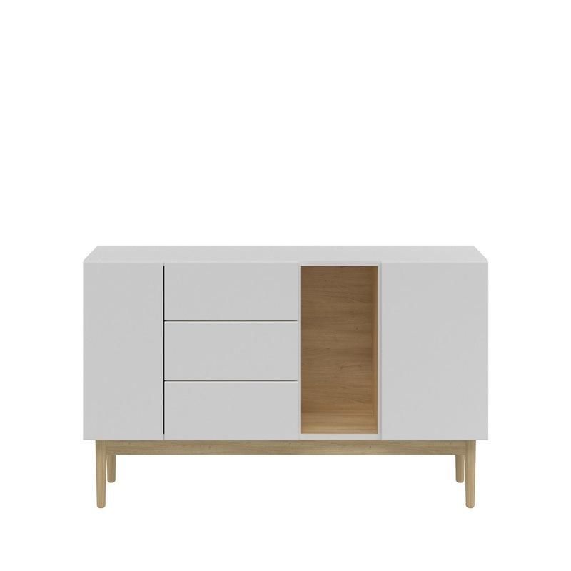 Modern Office White Brown Wooden TV Stand with Heavy Feet