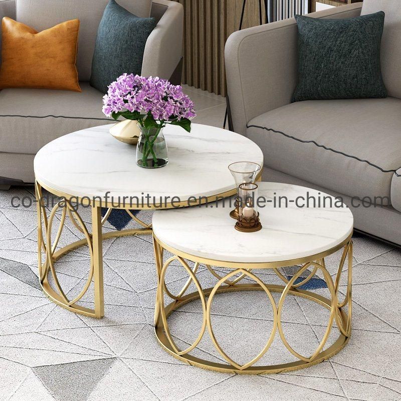 Fashion Steel Coffee Table with Marble Top for Modern Furniture
