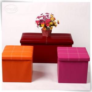 Foldable Wooden MDF Storage Leather Storage Tufted Ottoman