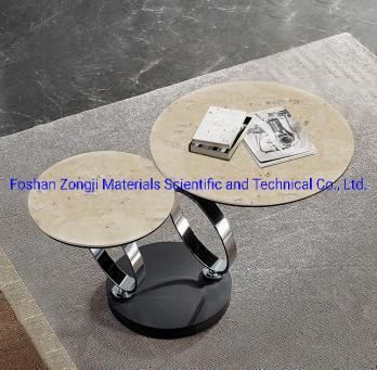 Simple Modern Living Room Designed Round Marble Stainless Steel Coffee Side Table