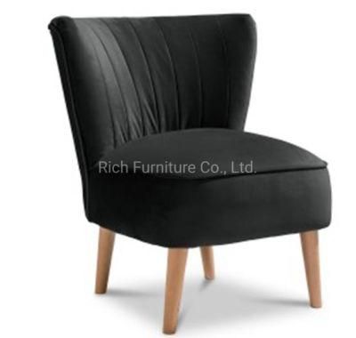 Poison Ebony Black Fabric Plush Accent Chair Living Room Comfort Dining Chair