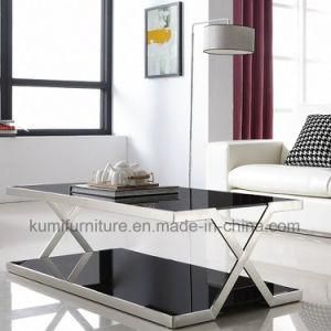 Rectangle Glass Tea Table with Stainless Steel