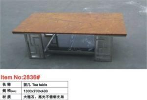 Shiny Stainless Steel Tea Table With Marble Desktop (2836)