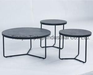 MDF Top Black Powder Coat Metal Legs Set of 3 Pieces Coffee Table