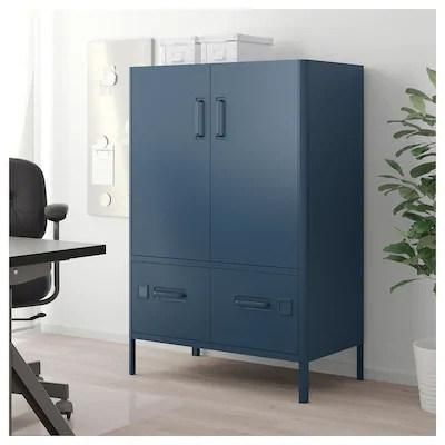 High Foot Design Office Files Storage Steel Cupboard with Drawers Under Blue Handle File Cabinet