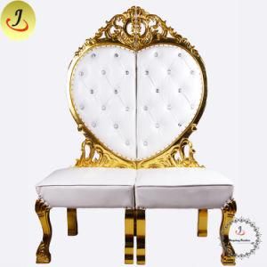 Gold Carved Elegant Royal King and Queen Throne Sofa for Event Wedding