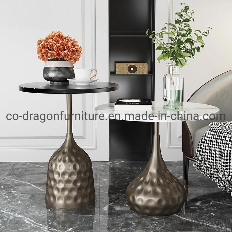 Fashion Luxury Home Furniture Steel Side Table with Marble Top