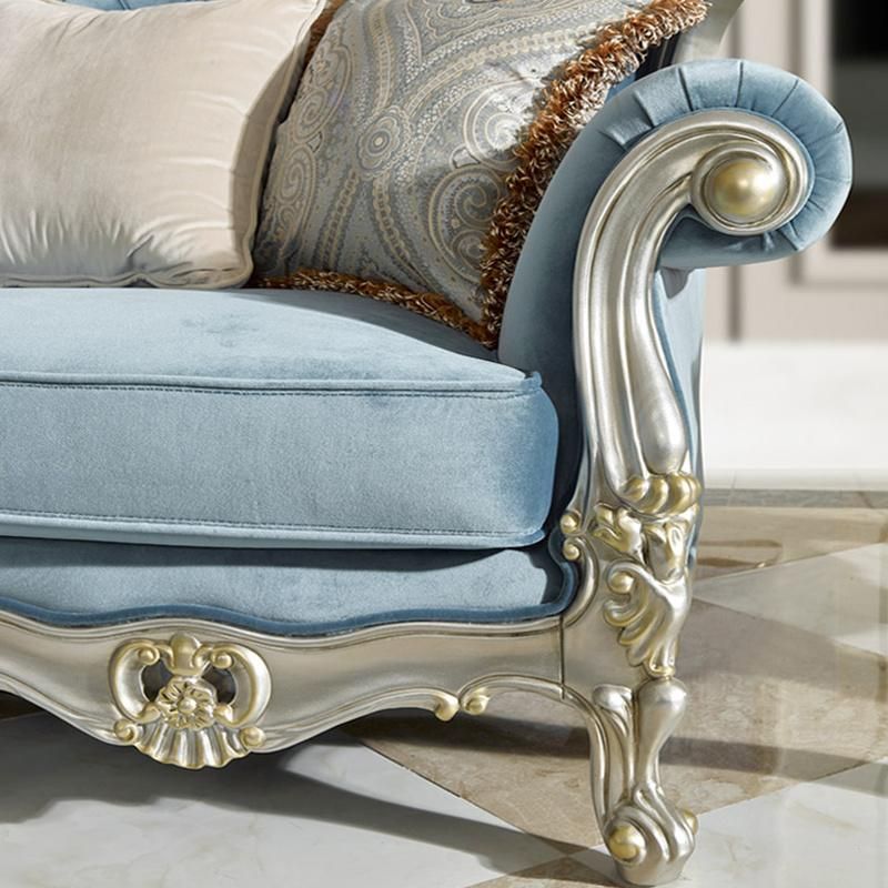 Wood Carved Classic Fabric Sofa in Optional Sofas Seats and Furniture Color
