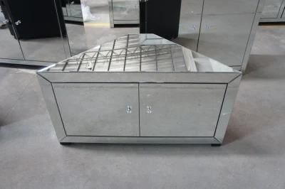 Factory Price Large Mirrored TV Unit Europe Style Glass TV Table