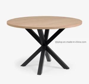 Dining Set Round Table Elegant Wood Top Black Legs High Quality Dining Table