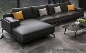 Leather Sofa Wood Frame L Shape Sofa Modern Furniture