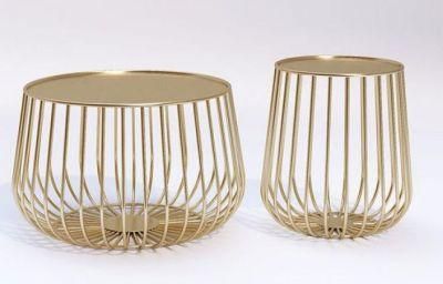 Round Iron Small Tea Table Minimalist Modern Design Pumpkin Table Living Room Furniture Metal Coffee End Table