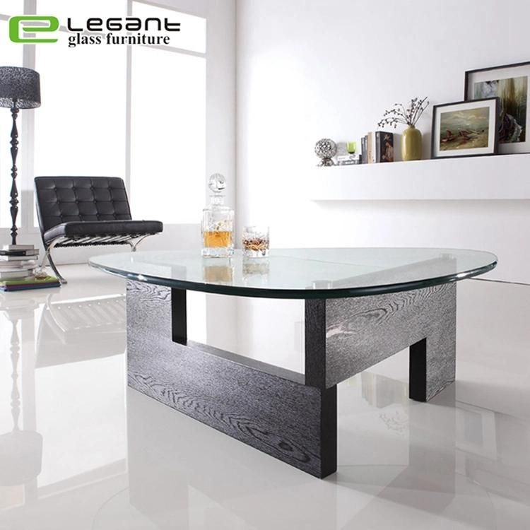 Triangle Tempered Glass Center Table with MDF Base