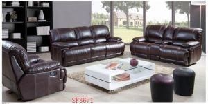 Cheers Brown Leather Furniture Sofa with Recliner