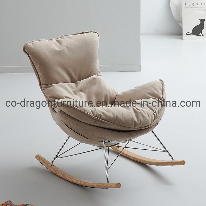 Leisure Wooden Legs Fabric Rocking Chair for Living Room Furniture