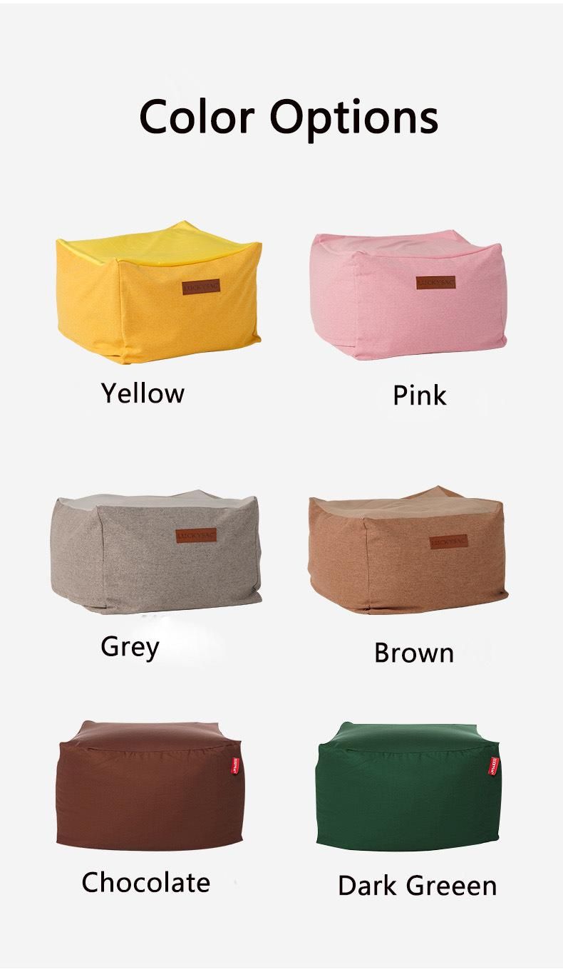 Square Faux Linen Bean Bag Leisure Modern Style Adult Resting Sofa