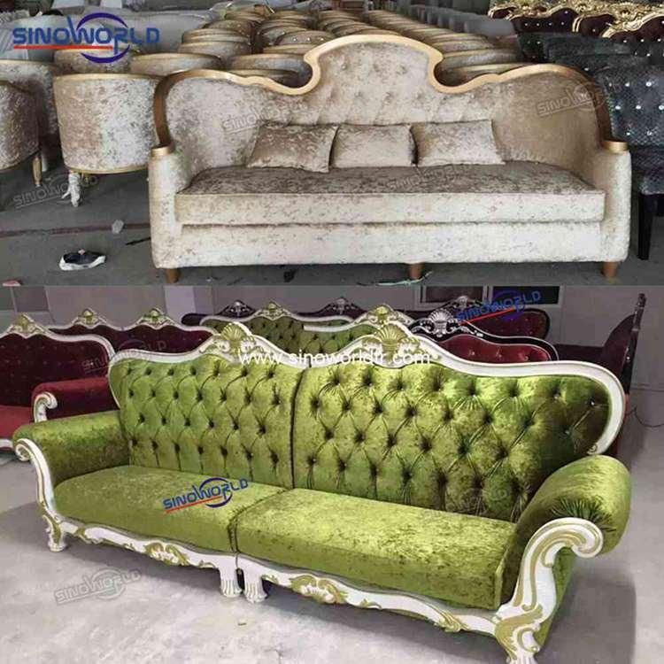Elegant Golden Solid Wooden Hotel Restaurant Party Furniture King Throne Wedding Sofa