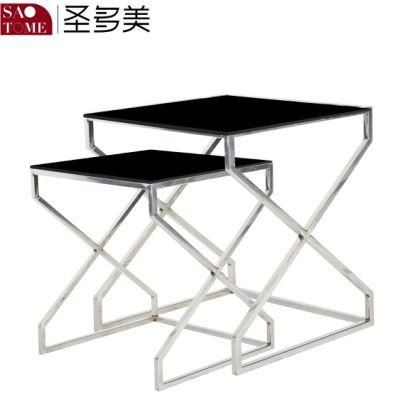 Modern Practical Living Room Furniture Stainless Steel Glass Two Specifications Nest Table