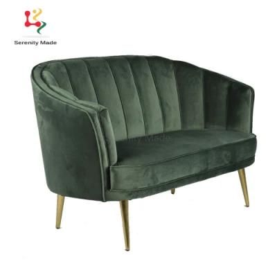 Velvet Elegant Living Room Upholstered Two Seat Sofa for Hotel Apartment